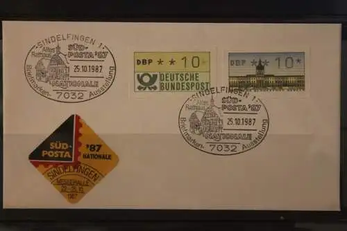 Deutschland 1987; Südposta '87 Sindelfingen; mit Vignette;  ATM, Sonderstempel