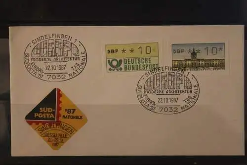 Deutschland 1987; Südposta '87 Sindelfingen; mit Vignette; Europatag; ATM, Sonderstempel