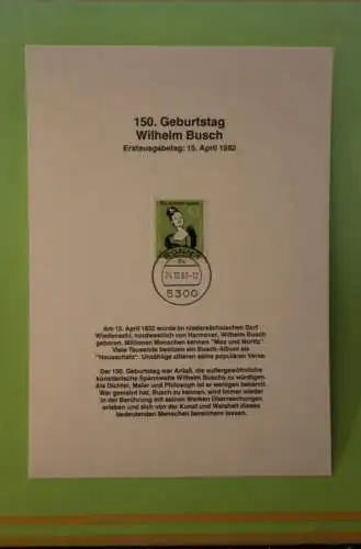 Deutschland 1982; Wilhelm Busch; Kalenderblatt aus Postkalender