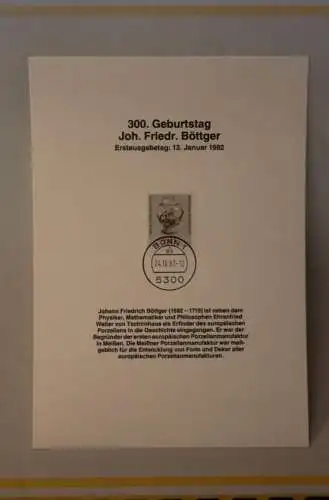 Deutschland 1982; Joh. Friedr. Böttger; Kalenderblatt aus Postkalender