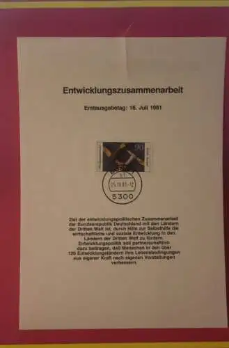 Deutschland 1981, Entwicklungszusammenarbeit; Kalenderblatt aus Postkalender