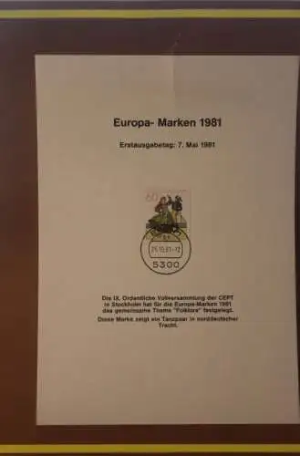 Deutschland 1981, Europa-Marken; Kalenderblatt aus Postkalender