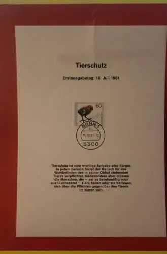 Deutschland 1981, Tierschutz; Kalenderblatt aus Postkalender