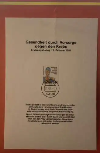 Deutschland 1981, Krebsvorsorge; Kalenderblatt aus Postkalender