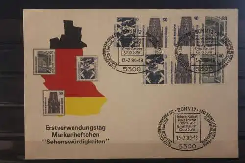 Deutschland 1989; Sehenswürdigkeiten ZD aus H.-Blatt 30: W 79; W 83; W 81, FDC