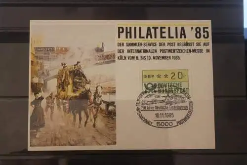 Deutschland 1985 Philatelia '85, Sammelkarte der POST;ATM 1;SST 150 Jahre Deutsche Eisenbahnen