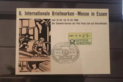 Deutschland 1986 Briefmarken-Messe Essen; ATM 1, Sammelkarte der Post, SST