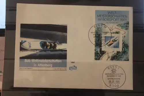 Deutschland 1991 Bob-WM Altenberg, Block 23, FDC