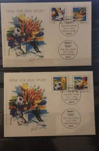 Deutschland 1994 Für den Sport:Olympische Spiele,Fußball-WM, Künstler-FDC