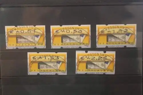 Deutschland 2002; ATM 5; Versandstellensatz mit Nummer und Messe-Ersttagssonderstempel 4.4.02 Essen