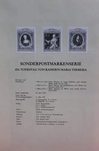 Schwarzdruck auf Schwarzdruckblatt Österreich 1980 zur Ausgabe: 200. Todestag Kaiserin Maria Theresia