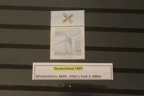 Deutschland 1997; Für die Wohlfahrt: Windmühlen; MiNr. 1950 I; MNH mit Plattenfehler PF I; Feld 2