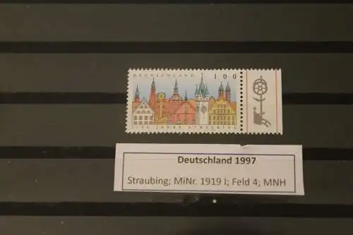 Deutschland 1997; Straubing; MiNr. 1910 I; MNH mit Plattenfehler PF I; Feld 4