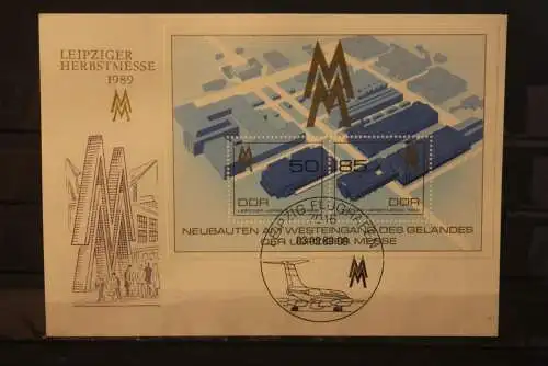 DDR 1989;  Leipziger Herbstmesse 1989, Messekarte; MiNr. Block 99; SST