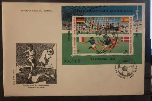 Rumänien 1988;  Europa-Meisterschaft Fußball  MiNr. Block 241/42, FDC