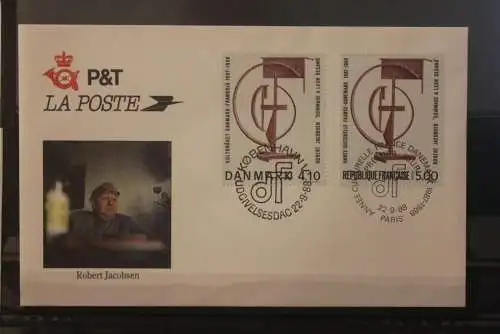 Frankreich / Dänemark 1988; Robert Jacobsen; FDC mit beiden Ausgaben; MiNr. 2687;928; selten