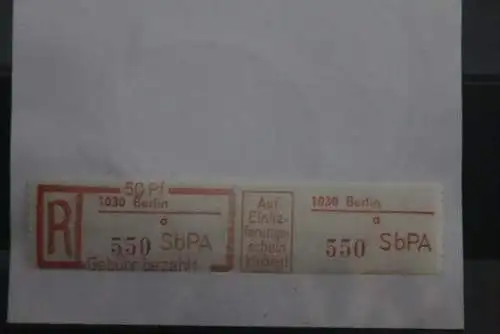 DDR 1983; SbPA Einschreibemarke Gebührenzettel  MiNr. 3; 1130 Berlin; a **Z