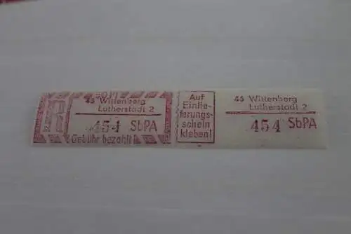 DDR 1968;SbPA Einschreibemarke Gebührenzettel  MiNr. 2; 46 Wittenberg  Lutherstadt 2; **Z