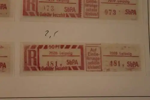 DDR 1968;Einschreibe-Gebührenzettel SbPÄ; Einschreibemarke MiNr. 2; 7028 Leipzig; y **Z