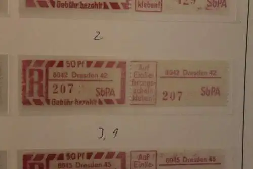 DDR 1968;Einschreibe-Gebührenzettel SbPÄ; Einschreibemarke MiNr. 2; 8042 Dresden 42 **Z