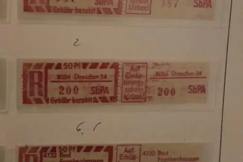 DDR 1968;Einschreibe-Gebührenzettel SbPÄ; Einschreibemarke MiNr. 2; 8054 Dresden 54; **Z