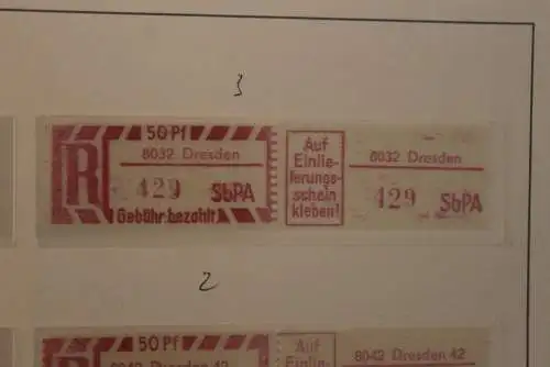 DDR 1968;Einschreibe-Gebührenzettel SbPÄ; Einschreibemarke MiNr. 2; 8032 Dresden; **Z