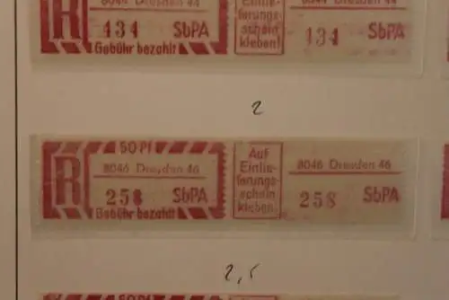 DDR 1968;Einschreibe-Gebührenzettel SbPÄ; Einschreibemarke MiNr. 2; 8046 Dresden 46; **Z