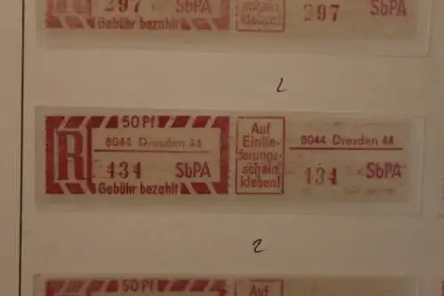 DDR 1968;Einschreibe-Gebührenzettel SbPÄ; Einschreibemarke MiNr. 2; 8044 Dresden 44; **Z