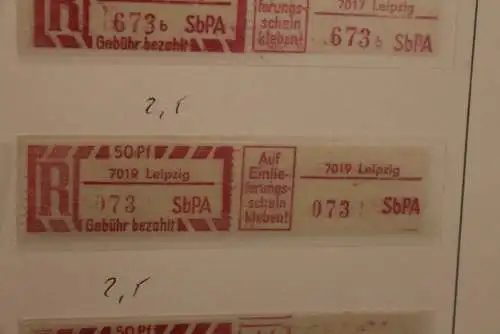 DDR 1968;Einschreibe-Gebührenzettel SbPÄ; Einschreibemarke MiNr. 2; 7019 Leipzig; **Z