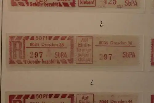 DDR 1968;Einschreibe-Gebührenzettel SbPÄ; Einschreibemarke MiNr. 2; 8036 Dresden 36; **Z