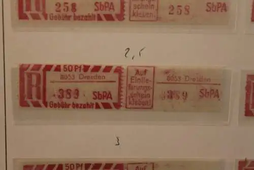 DDR 1968;Einschreibe-Gebührenzettel SbPÄ; Einschreibemarke MiNr. 2; 8053 Dresden; **Z