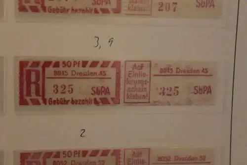 DDR 1968;Einschreibe-Gebührenzettel SbPÄ; Einschreibemarke MiNr. 2; 8045 Dresden 45; **Z