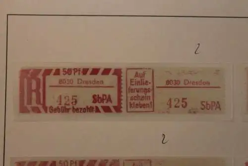 DDR 1968;Einschreibe-Gebührenzettel SbPÄ; Einschreibemarke MiNr. 2; 8030 Dresden; **Z