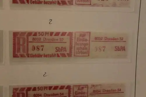 DDR 1968;Einschreibe-Gebührenzettel SbPÄ; Einschreibemarke MiNr. 2; 8052 Dresden 52; **Z