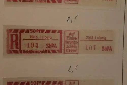 DDR 1968;Einschreibe-Gebührenzettel SbPÄ; Einschreibemarke MiNr. 2;7015 Leipzig; **Z