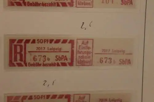 DDR 1968;Einschreibe-Gebührenzettel SbPÄ; Einschreibemarke MiNr. 2;7017 Leipzig; b **Z