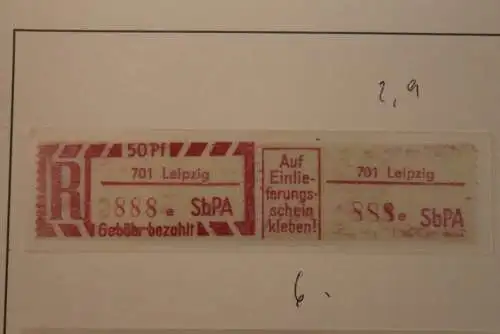 DDR 1968;Einschreibe-Gebührenzettel SbPÄ; Einschreibemarke MiNr. 2;701 Leipzig; e  **Z