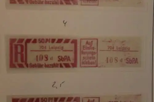 DDR 1968;Einschreibe-Gebührenzettel SbPÄ; Einschreibemarke MiNr. 2;704 Leipzig; d  **Z