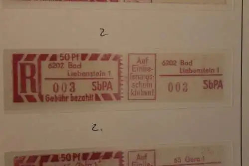 DDR 1968;Einschreibe-Gebührenzettel SbPÄ; Einschreibemarke MiNr. 2; 6202 Bad Liebenstein 1  **Z