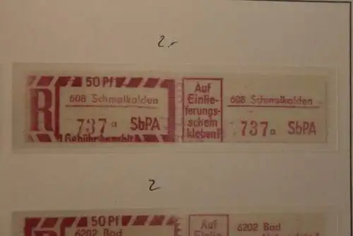 DDR 1968;Einschreibe-Gebührenzettel SbPÄ; Einschreibemarke MiNr. 2; 608 Schmalkalden; a  **Z