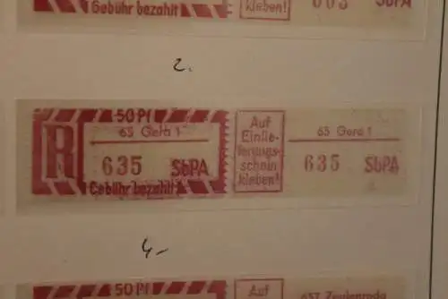 DDR 1968;Einschreibe-Gebührenzettel SbPÄ; Einschreibemarke MiNr. 2; 65 Gera 1 **Z