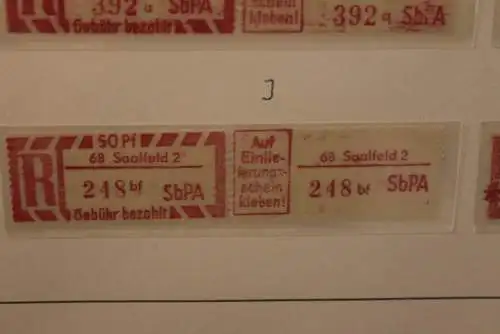 DDR 1968;Einschreibe-Gebührenzettel SbPÄ; Einschreibemarke MiNr. 2; 68 Saalfeld 2; bf **Z