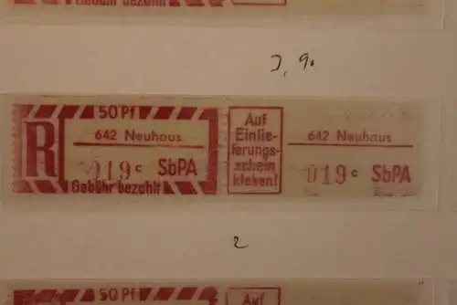 DDR 1968;Einschreibe-Gebührenzettel SbPÄ; Einschreibemarke MiNr. 2; 642 Neuhaus; **Z