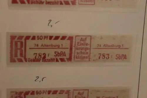 DDR 1968;Einschreibe-Gebührenzettel SbPÄ; Einschreibemarke MiNr. 2; 74 Altenburg 1; f **Z