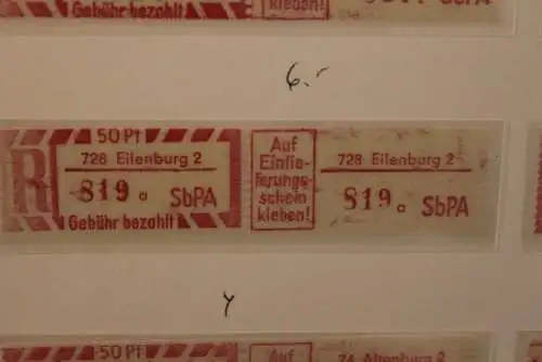 DDR 1968;Einschreibe-Gebührenzettel SbPÄ; Einschreibemarke MiNr. 2; 728 Eilenburg 2; a **Z