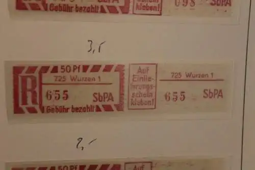 DDR 1968;Einschreibe-Gebührenzettel SbPÄ; Einschreibemarke MiNr. 2; 725 Wurzen 1;  **Z