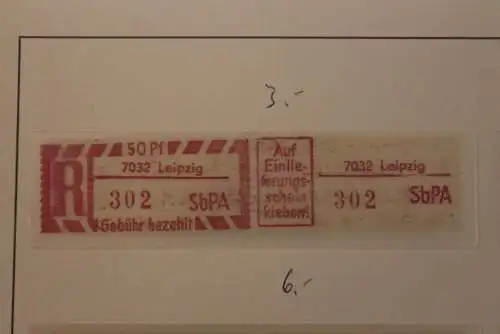 DDR 1968;Einschreibe-Gebührenzettel SbPÄ; Einschreibemarke MiNr. 2; 7032 Leipzig;  **Z