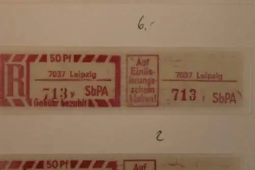 DDR 1968;Einschreibe-Gebührenzettel SbPÄ; Einschreibemarke MiNr. 2; 7037 Leipzig; y **Z