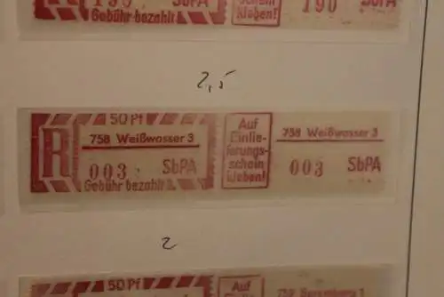 DDR 1968;Einschreibe-Gebührenzettel SbPÄ; Einschreibemarke MiNr. 2; 758 Weißwasser 3 **Z