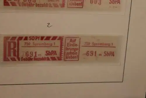 DDR 1968;Einschreibe-Gebührenzettel SbPÄ; Einschreibemarke MiNr. 2;759 Spremberg 1; m **Z